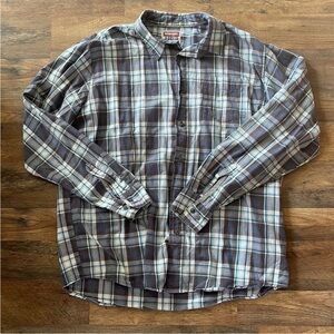Wrangler men's button down XL gray blue shirt